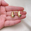 Oro Laminado Stud Earring, Gold Filled Style Chunky Design, Polished, Golden Finish, 02.163.0268