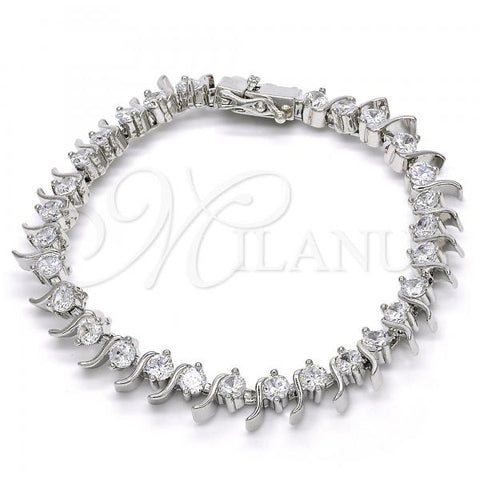 Rhodium Plated Tennis Bracelet, with White Cubic Zirconia, Polished, Rhodium Finish, 03.210.0077.4.08