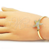 Oro Laminado Individual Bangle, Gold Filled Style Star Design, Matte Finish, Tricolor, 07.282.0047.1