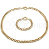 Oro Laminado Necklace and Bracelet, Gold Filled Style Chunky Design, Polished, Golden Finish, 06.319.0008