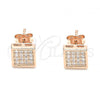 Sterling Silver Stud Earring, with White Cubic Zirconia, Polished, Rose Gold Finish, 02.369.0020.1