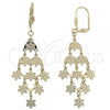 Oro Laminado Chandelier Earring, Gold Filled Style Flower Design, Matte Finish, Golden Finish, 02.63.2209