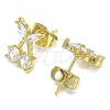 Oro Laminado Stud Earring, Gold Filled Style Cherry Design, with White Cubic Zirconia, Polished, Golden Finish, 02.345.0005.1