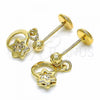 Oro Laminado Stud Earring, Gold Filled Style Moon and Star Design, with Cubic Zirconia, Polished, Golden Finish, 02.09.0168