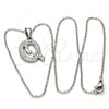 Stainless Steel Pendant Necklace, Initials and Rolo Design, with White Crystal, Polished, Steel Finish, 04.238.0026.18