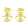 Sterling Silver Stud Earring, with White Micro Pave, Polished, Golden Finish, 02.336.0015.2