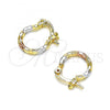 Oro Laminado Small Hoop, Gold Filled Style Diamond Cutting Finish, Tricolor, 02.96.0087.2.12