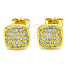Oro Laminado Stud Earring, Gold Filled Style with White Micro Pave, Polished, Golden Finish, 02.342.0044