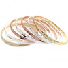 Gold Plated Semanario Bangle, Diamond Cutting Finish, Tricolor, 07.07.0011.06