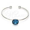 Rhodium Plated Individual Bangle, with Indicolite Swarovski Crystals, Polished, Rhodium Finish, 07.239.0010.2 (02 MM Thickness, One size fits all)