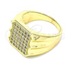 Oro Laminado Mens Ring, Gold Filled Style with White Micro Pave, Polished, Golden Finish, 01.283.0020.10 (Size 10)