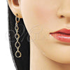 Oro Laminado Long Earring, Gold Filled Style Teardrop Design, with Black Cubic Zirconia, Polished, Golden Finish, 02.323.0106