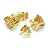 Oro Laminado Stud Earring, Gold Filled Style with Dark Champagne Cubic Zirconia, Polished, Golden Finish, 5.128.039.1