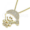 Oro Laminado Pendant Necklace, Gold Filled Style Little Boy Design, with White Micro Pave, Polished, Golden Finish, 04.156.0266.20