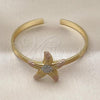 Oro Laminado Individual Bangle, Gold Filled Style Star Design, Matte Finish, Tricolor, 07.282.0047.1