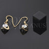 Oro Laminado Dangle Earring, Gold Filled Style Heart Design, with White Cubic Zirconia, Polished, Golden Finish, 02.171.0030