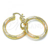 Oro Laminado Medium Hoop, Gold Filled Style Matte Finish, Tricolor, 02.170.0232.1.30