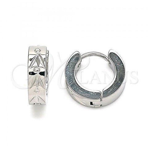 Stainless Steel Huggie Hoop, Diamond Cutting Finish, Steel Finish, 02.384.0026.12