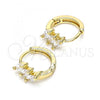 Oro Laminado Huggie Hoop, Gold Filled Style with White Cubic Zirconia, Polished, Golden Finish, 02.210.0642.12