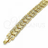 Oro Laminado Solid Bracelet, Gold Filled Style Diamond Cutting Finish, Golden Finish, 03.233.0009.08