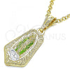 Oro Laminado Religious Pendant, Gold Filled Style Guadalupe Design, Polished, Tricolor, 05.351.0144