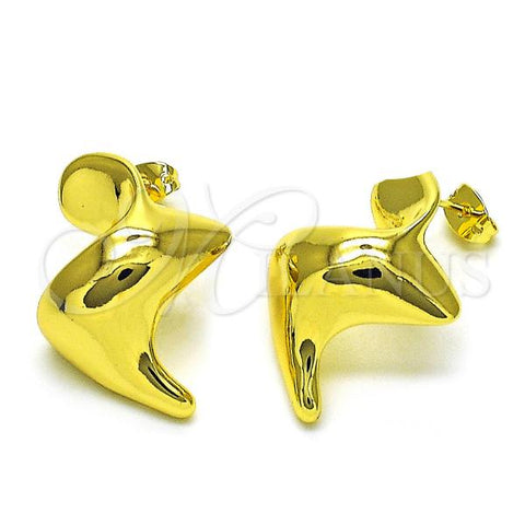 Oro Laminado Stud Earring, Gold Filled Style Chunky Design, Polished, Golden Finish, 02.368.0084