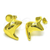 Oro Laminado Stud Earring, Gold Filled Style Chunky Design, Polished, Golden Finish, 02.368.0084