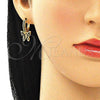 Oro Laminado Huggie Hoop, Gold Filled Style Butterfly Design, with Black Micro Pave, Polished, Golden Finish, 02.210.0448.4.15