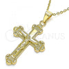 Oro Laminado Religious Pendant, Gold Filled Style Crucifix Design, Polished, Golden Finish, 05.163.0097
