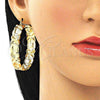 Oro Laminado Large Hoop, Gold Filled Style Hugs and Kisses Design, Polished, Golden Finish, 02.160.0016.50