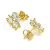 Oro Laminado Stud Earring, Gold Filled Style Little Boy and Little Girl Design, with White Cubic Zirconia, Polished, Golden Finish, 02.387.0021