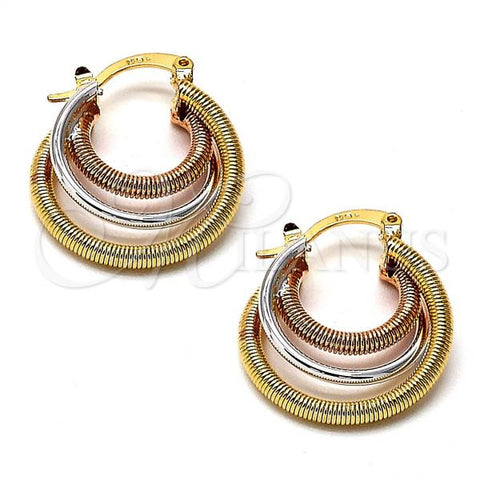Oro Laminado Small Hoop, Gold Filled Style Diamond Cutting Finish, Tricolor, 5.145.004