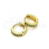 Oro Laminado Huggie Hoop, Gold Filled Style with Green Micro Pave, Polished, Golden Finish, 02.195.0106.2.10