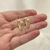 Oro Laminado Huggie Hoop, Gold Filled Style Heart Design, Polished, Tricolor, 02.26.0300