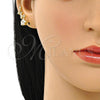Oro Laminado Earcuff Earring, Gold Filled Style Star Design, with White Cubic Zirconia, Polished, Golden Finish, 02.210.0735