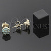 Oro Laminado Stud Earring, Gold Filled Style Flower Design, Acqua Enamel Finish, Golden Finish, 02.64.0397 *PROMO*
