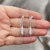 Sterling Silver Long Earring, Ball Design, with White Crystal, Polished, Silver Finish, 02.399.0045