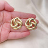 Oro Laminado Stud Earring, Gold Filled Style Chunky Design, Polished, Golden Finish, 02.163.0252
