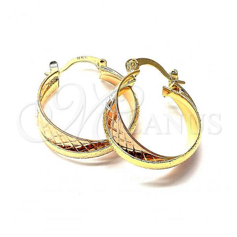 Oro Laminado Small Hoop, Gold Filled Style Diamond Cutting Finish, Tricolor, 5.142.004