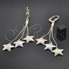Oro Laminado Long Earring, Gold Filled Style Star Design, Polished, Tricolor, 5.099.002