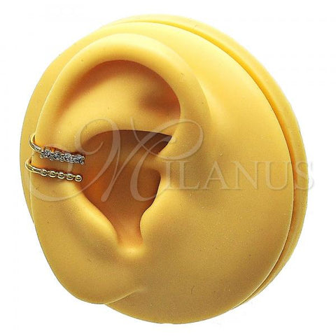 Oro Laminado Earcuff Earring, Gold Filled Style with White Cubic Zirconia, Polished, Golden Finish, 02.213.0390