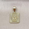 Oro Laminado Fancy Pendant, Gold Filled Style Initials Design, Diamond Cutting Finish, Golden Finish, 05.411.0053