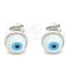 Sterling Silver Stud Earring, Evil Eye Design, Polished, Rhodium Finish, 02.336.0179