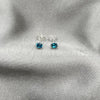 Sterling Silver Stud Earring, with Aqua Blue Cubic Zirconia, Polished, Silver Finish, 02.397.0039.11