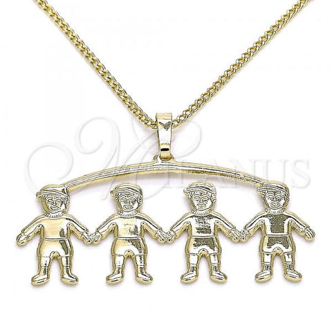 Oro Laminado Pendant Necklace, Gold Filled Style Little Boy Design, Polished, Golden Finish, 04.213.0202.20