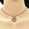 Oro Laminado Fancy Pendant, Gold Filled Style Heart Design, with Garnet Crystal, Polished, Golden Finish, 05.253.0096.1