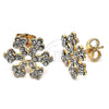Oro Laminado Stud Earring, Gold Filled Style Flower Design, with White Crystal, Polished, Golden Finish, 02.59.0094