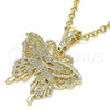 Oro Laminado Fancy Pendant, Gold Filled Style Butterfly Design, Polished, Golden Finish, 05.351.0123