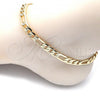 Oro Laminado Basic Anklet, Gold Filled Style Pave Figaro Design, Polished, Golden Finish, 5.223.034.12