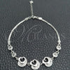 Sterling Silver Fancy Bracelet, Heart Design, with White Cubic Zirconia, Polished, Silver Finish, 03.400.0007.07